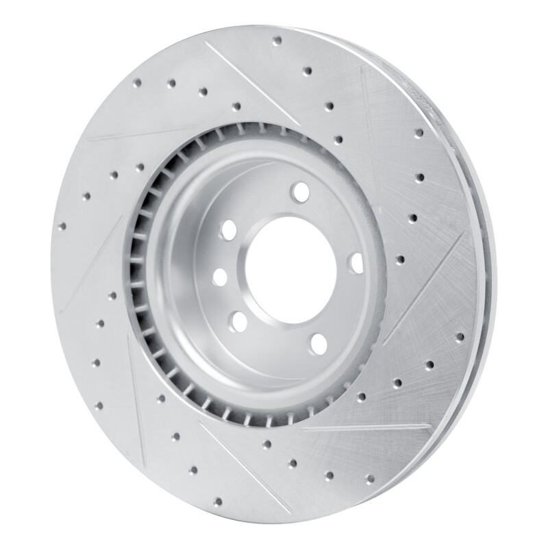 Land Rover Discovery Brake Rotor (1) - Front Right - R1 Concepts - Drilled & Slotted - Silver - `18-`24